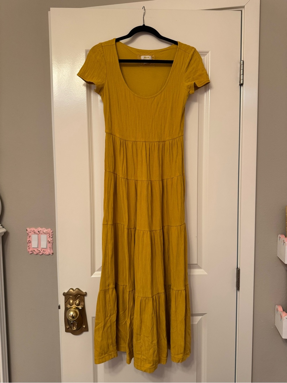 Maeve by Anthropologie Mustard Tiered Scoop Neck Maxi Dress - Women